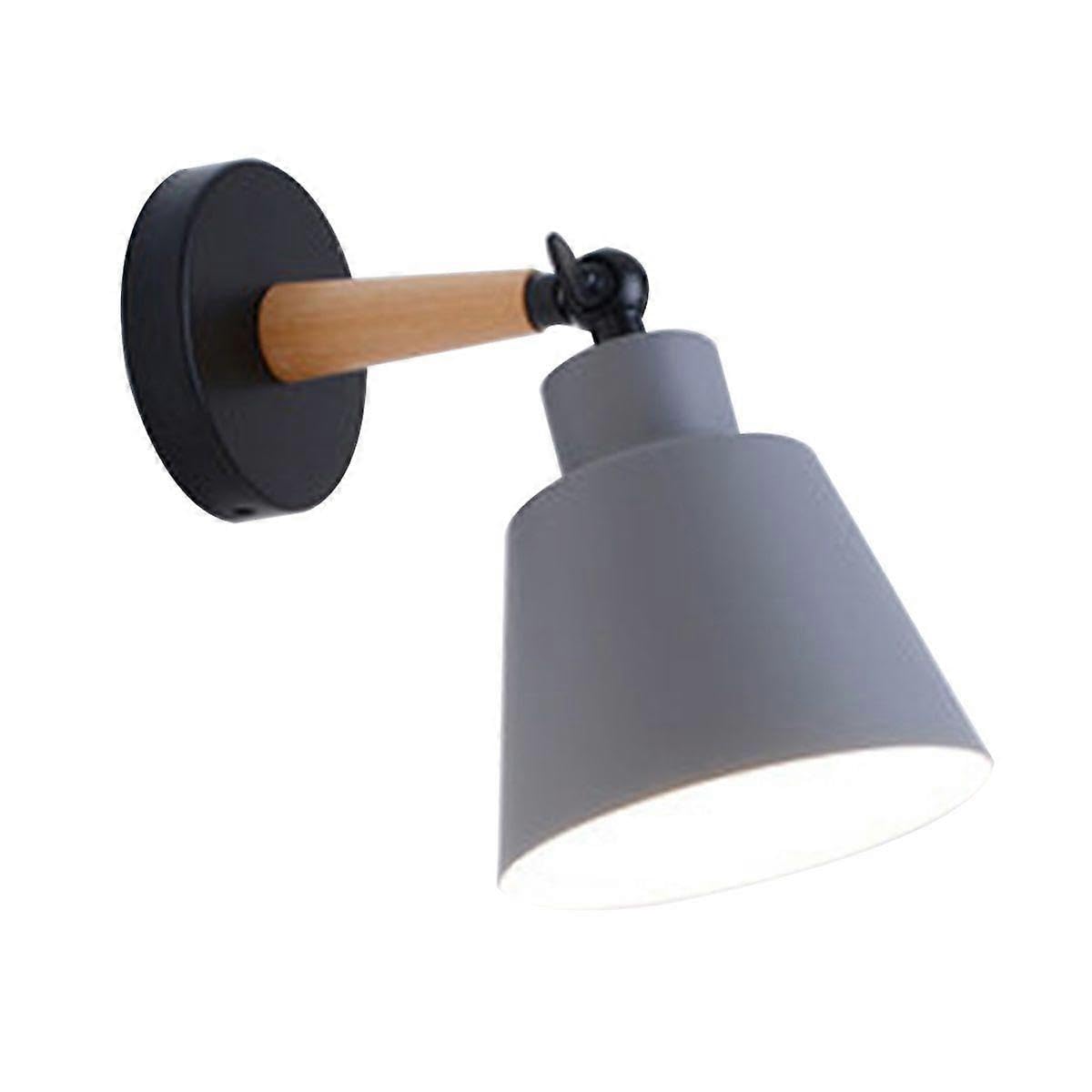 Joyhappst Image Color 5W E27 Nordic Style White Light Simple Solid Wood Corridor Lamp Wall Lamp(Grey)