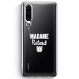 ZOKKO Coque Huawei P30 Madame Retard - Souple Transparente Encre Blanc
