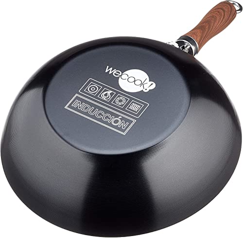 WECOOK-Carbono-Wok-Induccion-24-cm-Antiadherente-QUANTANIUM-Ecologico-3-Capas-sin-PFOA-Acero-al-Carbono-Mango-Imitacion-Madera-Apta-Todas-las-Cocinas-Vitroceramica-Gas