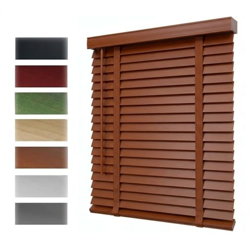 Blackout Wood Blinds for Indoor Windows, Cordless 2" Slats Real