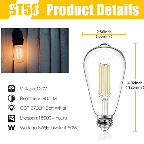 Daybetter DBDSDWWL004 4 Pack Vintage Led Edison Bulbs, E26 Led Bulb 60W Equivalent, Dimmable Led Light Bulbs thumb #1