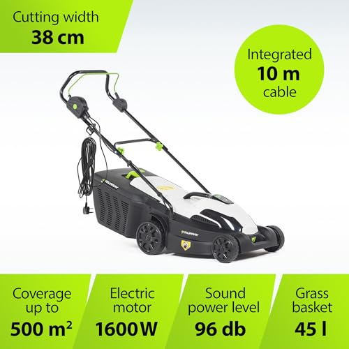 Murray Corded Electric Lawnmower 2-in-1 - Lawn Mower 1600W/38cm with Grass Box 45L for Lawns up to 500m2 - Ergonomic Soft Grip for Easy Grass Cutting, Overload Protection 2 Murray Corded Electric Lawnmower 2-in-1 - Lawn Mower 1600W/38cm with Grass Box 45L for Lawns up to 500m2 - Ergonomic Soft Grip for Easy Grass Cutting, Overload Protection - Image 2