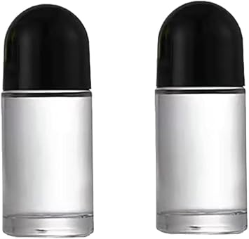 2Pcs 50ml Clear Glass Roll on Bottles Empty Roller Bottles Refillable Rollerball Essential Oil for Cosmetics Roller Refillable Containers AccessoriesBlack 10.5 * 4.1cm