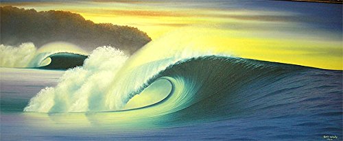 バリ アート BIG WAVE 波の風景 Goes Windy 木製フレーム付き 楽天市場】バリ 絵画 波の絵 ビーチ 海岸 Goes Windy 80×60cm