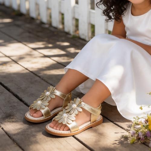 Image of Girls Dress Sandals Comfy Hook and Loop Summer Shoes for Toddlers