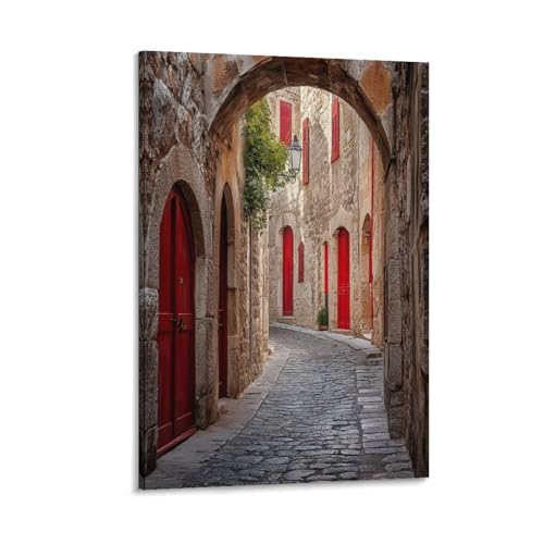 Lienzo colorido de callejón para salones modernos y dormitorios con encanto, 30x45 cm