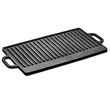 Bistecchiera in Ghisa Antiaderente griglia rettangolare 45x23cm piastra doppia faccia liscia e grigliata Induzione Gas ceramica Cucina Sana per arrostire pesce carne verdura uova fritte barbecue