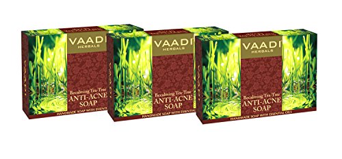Vaadi Herbals Tea Tree Oil Bath Bar Soap, All Natural - Each 2.65 Ounces - Pack Of 3 (8 Ounces) #TOP1