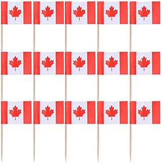 STOBOK 100pcs Mini Canada Flag Cupcake Toppers Wood Toothpicks Cake Toppers Picks for World Country Sports Party Supplies