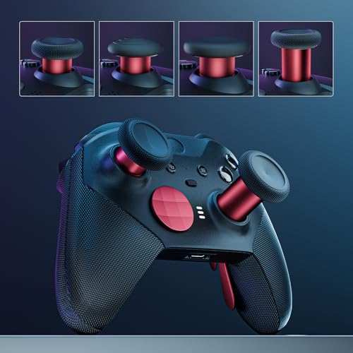 Image of 14-in-1 Controller Accessories Kit Compatible with Xbox Elite Series 2, 6 Premium Metal Thumbsticks, Swap Joysticks, 4 Interchangeable Paddles, 2 D-Pads, 1 Tool & 1 Storage Bag (Red)