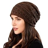 Pemilosci Soft Slouchy Beanie Fashion Style Soft Lightweight Daily Hat Skull Cap Headware for Women - BEA12 - Brown