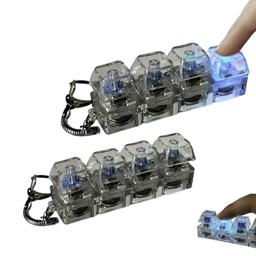 2 Piezas Teclado Antiestres con Luz, Teclado Fidget Toys, Teclados Fidget Clicker, Juguete Antiestrés con Teclados Luminoso, Transparente Llavero Anti Estrés Divertido para Bolso O Mochila