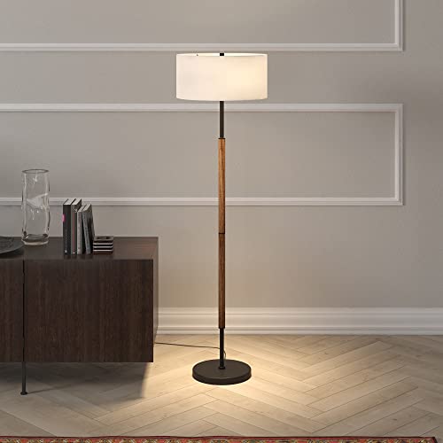 Image of Henn&Hart 61 inch Modern 2-Light Floor Lamp, Black