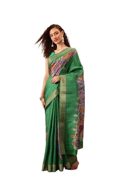 Enthone Traditional Women's Kotha Silk Bengali Style Digital Printed Saree