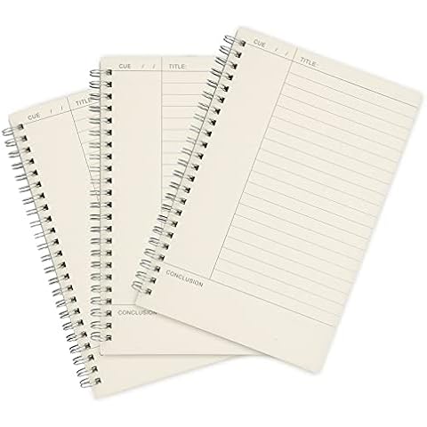Rhuyoshn Spiral Notebooks Steno Pads Wirebound Memo Notepads, Journals for College School, Moisture Resistant PP Cover, 5.4" x 8.5", 3 Pads/Pack, 68 Sheets/Pad(Cornell) Cover
