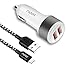 noot products 3.1A 2-Port USB Car Charger Adapter with 6FT / feet Nylon Braided Apple MFi Certified Lightning to USB Charging Cable Cord for iPhone X/8/8 plus/5/5s//6/6s Plus/SE iPad Mini/Air/Pro iPod