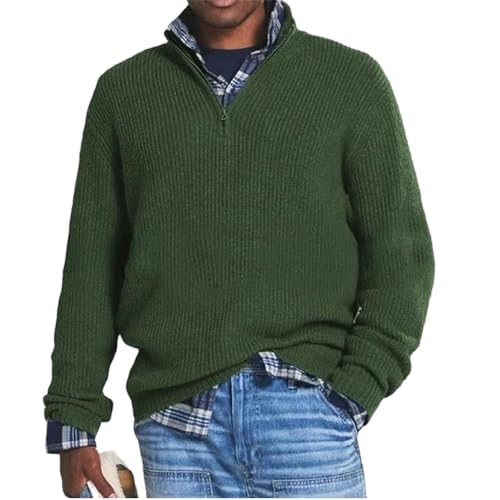 Men's Cashmere Business Casual Zipper Sweater,1/4 Zip Pullover,Casual Loose Zipper Stand Collar Sweater