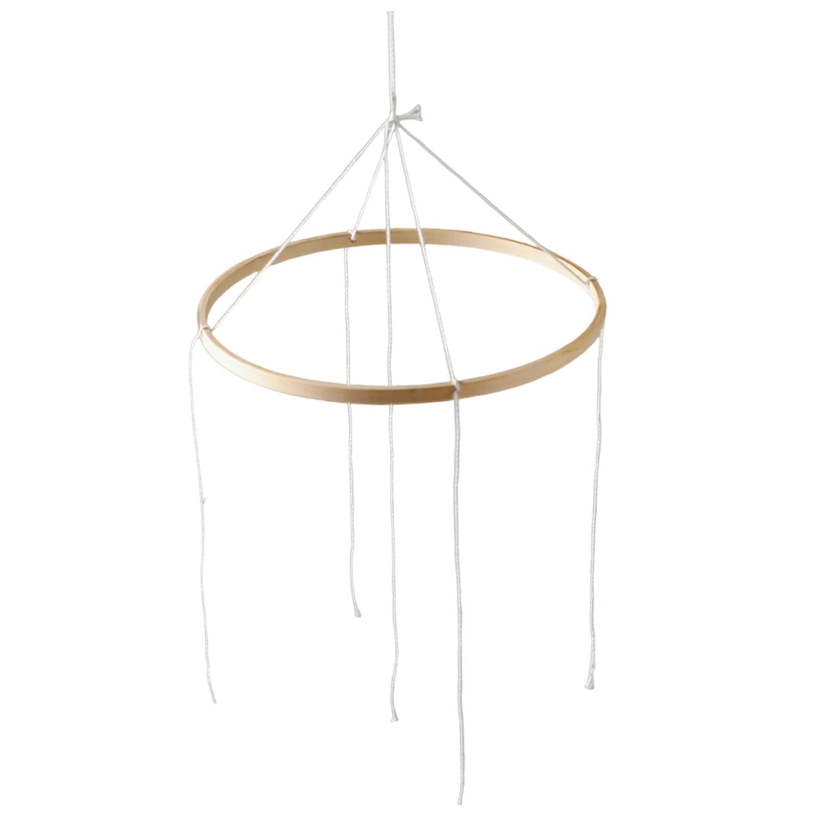 perfeclan Baby-Mobile, Mobile-Rahmen aus Holz, Windspiel, DIY-Kinderzimmerzubehör für Jungen & Mädchen, dekorativer Bambusreifen, Hängespielzeug-Dekoration für Kinderzimmer, Kinderbett, 23Cm, 4 Löch