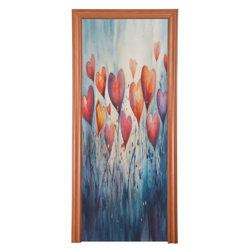 FLildon Love Field Valentine's Day Door Cover Decoration, Party Accessory Porch Decor for Festive Ornament Room Door Covers 32 x 79 Inch