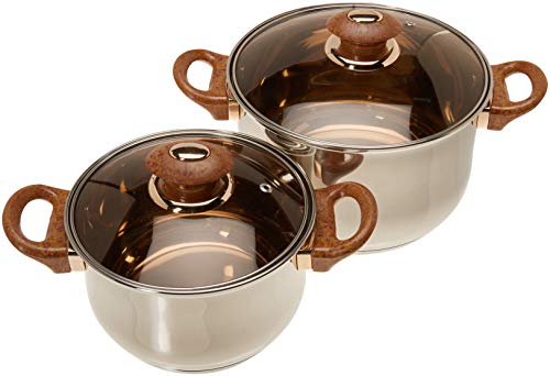Uniware Stainless Steel Cookware Set (12 Pcs Stainless Steel Brown Handle Pot and Pan set)