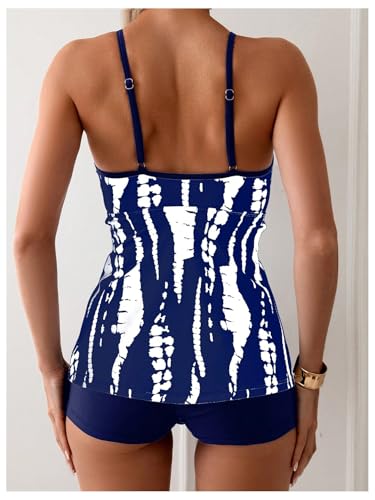 MakeMeChic Women's Tankini Sets Graphic Print Twist Front Spaghetti Strap Swimsuit3