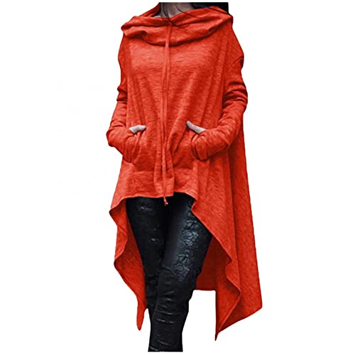 Women Oversized Hoodies Irregular Hem Long Sleeve Sweatshirt Black Cloak Casual Shirts Tops Cloak with Hood