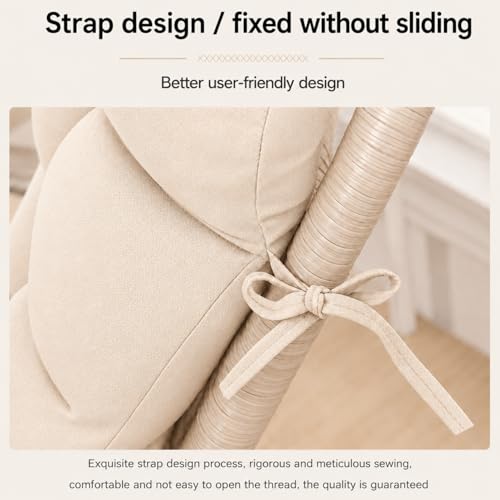 Image of Rocking Chair Cushion 18 x 50 Inch Thick Tufted Chair Cushion with Backrest and Seat Pad Soft Premium Fabric Polyester Filling Non Slip Indoor Outdoor Rocking Chair Replacement Cushion (Off White)