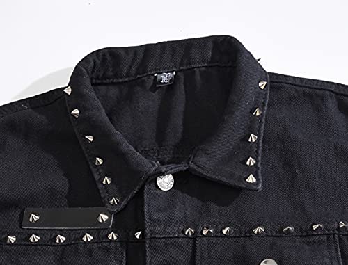 Men`s Retro Gothic Punk Studded Denim Jeans Vest Sleeveless Jacket With Rivet3