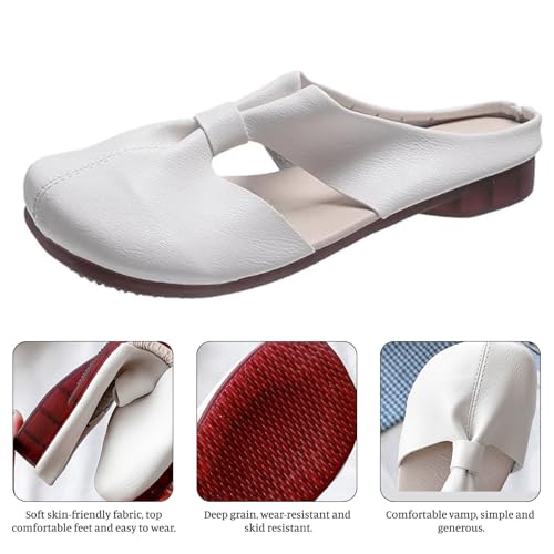 Flat Mules for Women Cut Out Design Round Toe Backless Mules & Clogs with Bow Summer Casual Hollow Out Slippers Lightweight Non-Slip Sandals4