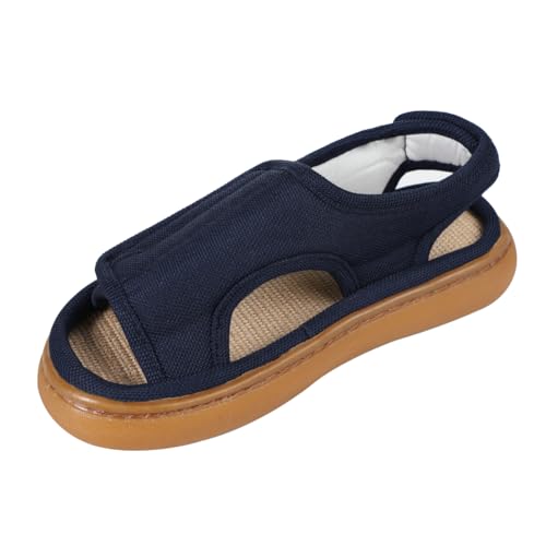 XGOPTS Diabetic Sandals for Men Wide Width Adjustable Summer Edema Swollen Slippers Soft Open Toe Surgical Shoes Anti-skid Breathable Orthopedic Footwear Elderly Sandals2