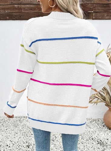 Sidefeel Women's Lightweight Cardigan Sweaters Open Front Long Sleeve Casual Striped Cardigans with Pockets4