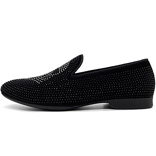 CMM Men's Pointed Toe Rivet Dress Shoes Glitter Modern Metallic Slip On Loafers Plus Size2
