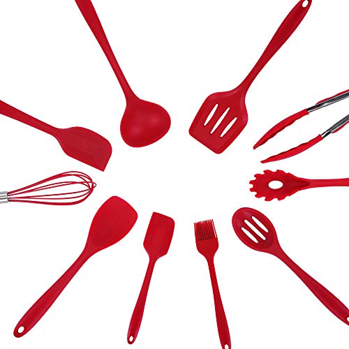 Conjunto Utensílios De Silicone 10 Peças Home & Kitchen (Vermelho)