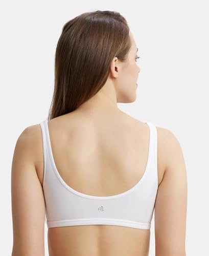 Image of Jockey 1550 Women's Super Combed Cotton Elastane Stretch Slip On Crop Top with Stay Fresh Treatment Bra
