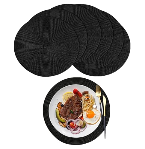 Lot de 6 sets de table ronds antidérapants et lavables pour cuisine et intérieur, extérieur, maison
