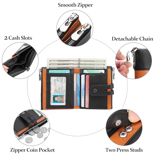 GAEKEAO Chain Wallets for Men - Bifold RFID Blocking Mens Wallet with Chain, High Security Leather Wallets with Coin Pocket 6