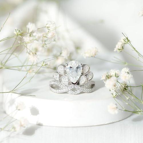 Certified Moissanite Designer Engagement Ring in Silver, D-Vs1 Quality, 7X10mm Moissanite Statement Ring - Ready to Gift3