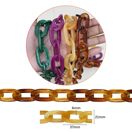 Image of SATRA TRADERS | Size : H-36mm W-22mm 01Meter Acrylic Link Chain Mask Chain