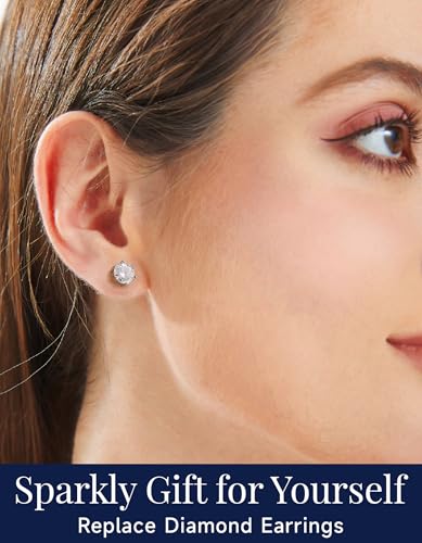 MomentWish Moissanite Earrings, Birthday Gifts for Her, Simulated Diamond Stud Earrings for Women, 925 Sterling Silver Studs Jewelry Gift for Anniversary Christmas2