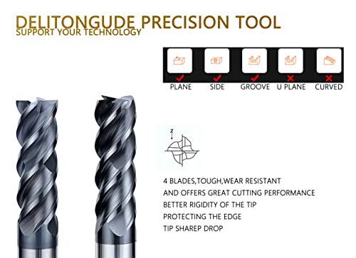 Image of 5.0mm Extra Long 4 inch Length Carbide Tungsten Square CNC End Mill,4 Fultes Suitable for Alloy Steels /Hardened Steels HRC55(Extra Long 5.0mm)