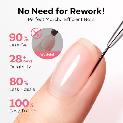 Image of modelones Builder Nail Gel, Clear Builder Nail Polish 7-in-One with Detachable Liner Nail Brush LED Lamp Cured Strengthener Color Rubber Base Coat for Apex Building Extension Thickening 10ml