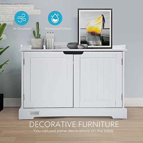 DEStar Hidden Litter Box Enclosure Wooden Cat Washroom Storage Cabinet End Table Indoor Decorative Pet House with Double… - Image 5