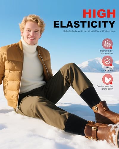 Merino Wool Thermal Socks for Men Women, Cushioned Performance Sport Socks for Hiking,Cycling,Work,Ski 3 Pairs2