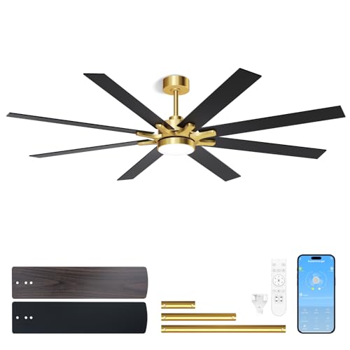 Image of LANMEL Ceiling Fan with Light, Modern Flush Mount Low Profile with Remote Control, Reversible, 3CCT Dimmable, Quiet,LED for Bedroom, Living Room, Indoor /Outdoor Patio Use 72 Inch Gold & Black