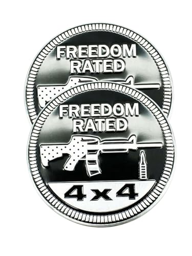 Image of 2 PCS Freedom Rated Car Emblem 4 x 4 Metal Automotive Badge 3D Metal Car Badges Emblems Round Emblem Decals Car Badge Decals Stickers Compatible with Vehicles Trucks SUV RV Decorations (Freedom)