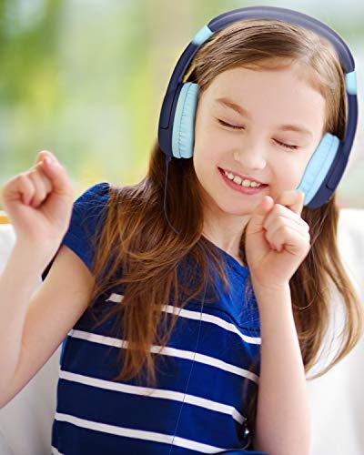 kinderhoofdtelefoon, EasySMX oren bedrade lichtgewicht hoofdtelefoon met microfoon, in-line bediening, 80-95dB… - Afbeelding 8