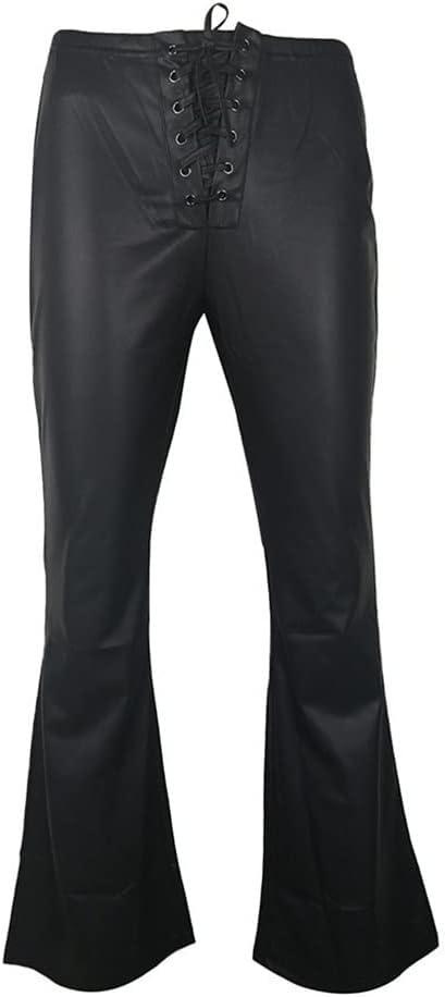 かだひ] HKGFAYO レディースレザーレギンスレース弾性レギンスフレア