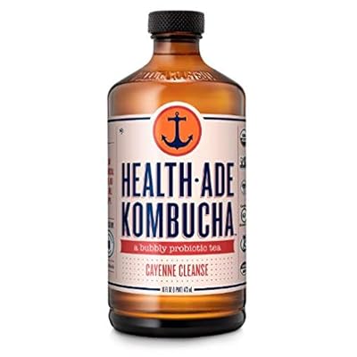Health Ade Kombucha Tea, Cayenne Cleanse, Gluten Free, Non GMO, 16 Fluid Ounces Pack of 12