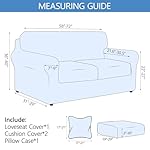 Stretch Printed Sofa Cover Couch Covers, 4-Piece Loveseat Slipcovers with 2 Separate Cushion Cover & 1 Pillow Case, Washable Soft Spandex Furniture Protector for Living Room(Loveseat, Plaid) - Image 3