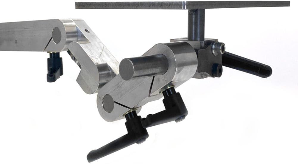 OBM Articulating Tool Rest – 10” x 5” Work Table with Fine Tilt Adjustment – Spring-Loaded Clamps & 1.5” Tooling Arm – Fits 2x72 Belt Grinders